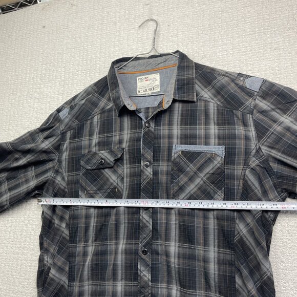 Y2K Projek Raw Button Down Shirt Men’s Sz 2XL Gray Long Sleeve Casual Streetwear - Picture 7 of 13